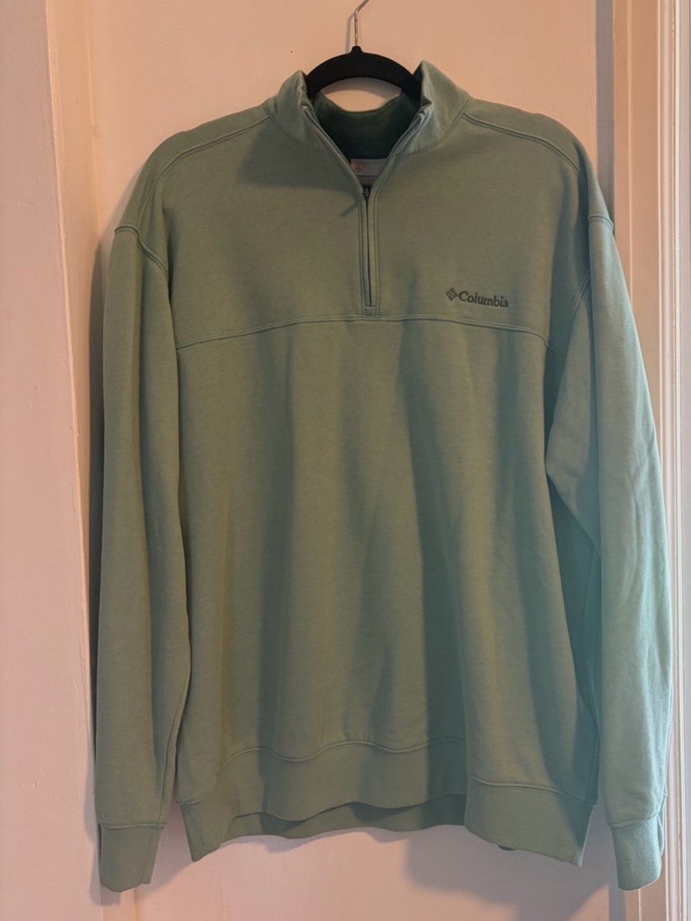 Columbia Men's Light Sage Green Half-Zip Sweater